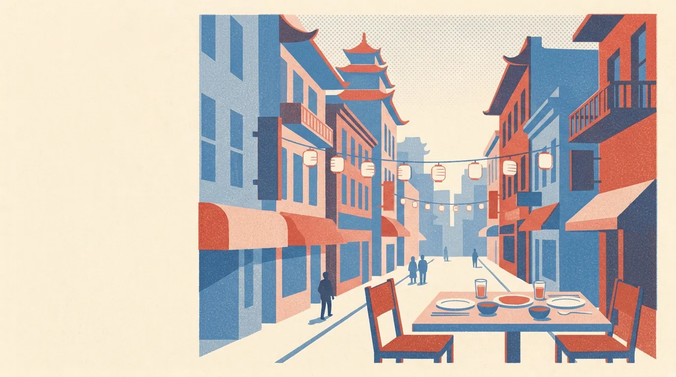 Illustration of restaurants in Chinatown