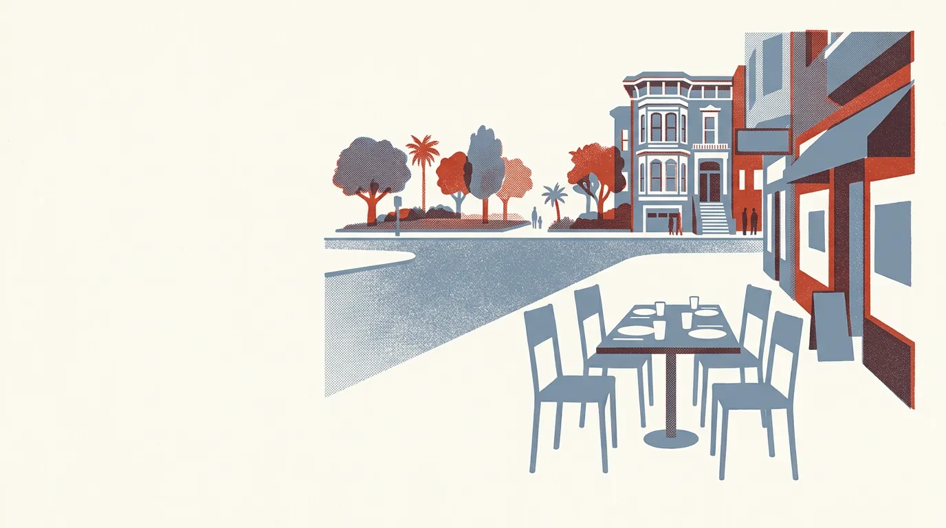 Illustration of restaurants in Hayes Valley