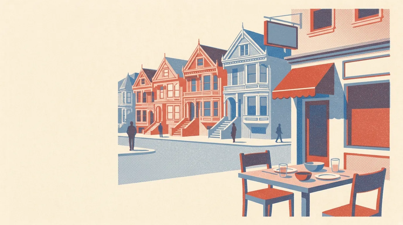 Illustration of restaurants in Lower Haight