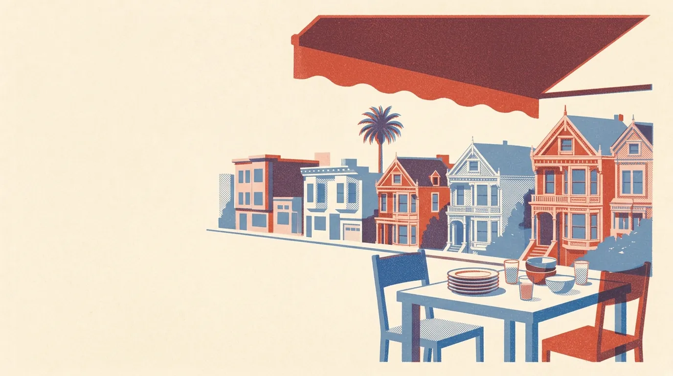 Illustration of restaurants in Lower Pacific Heights