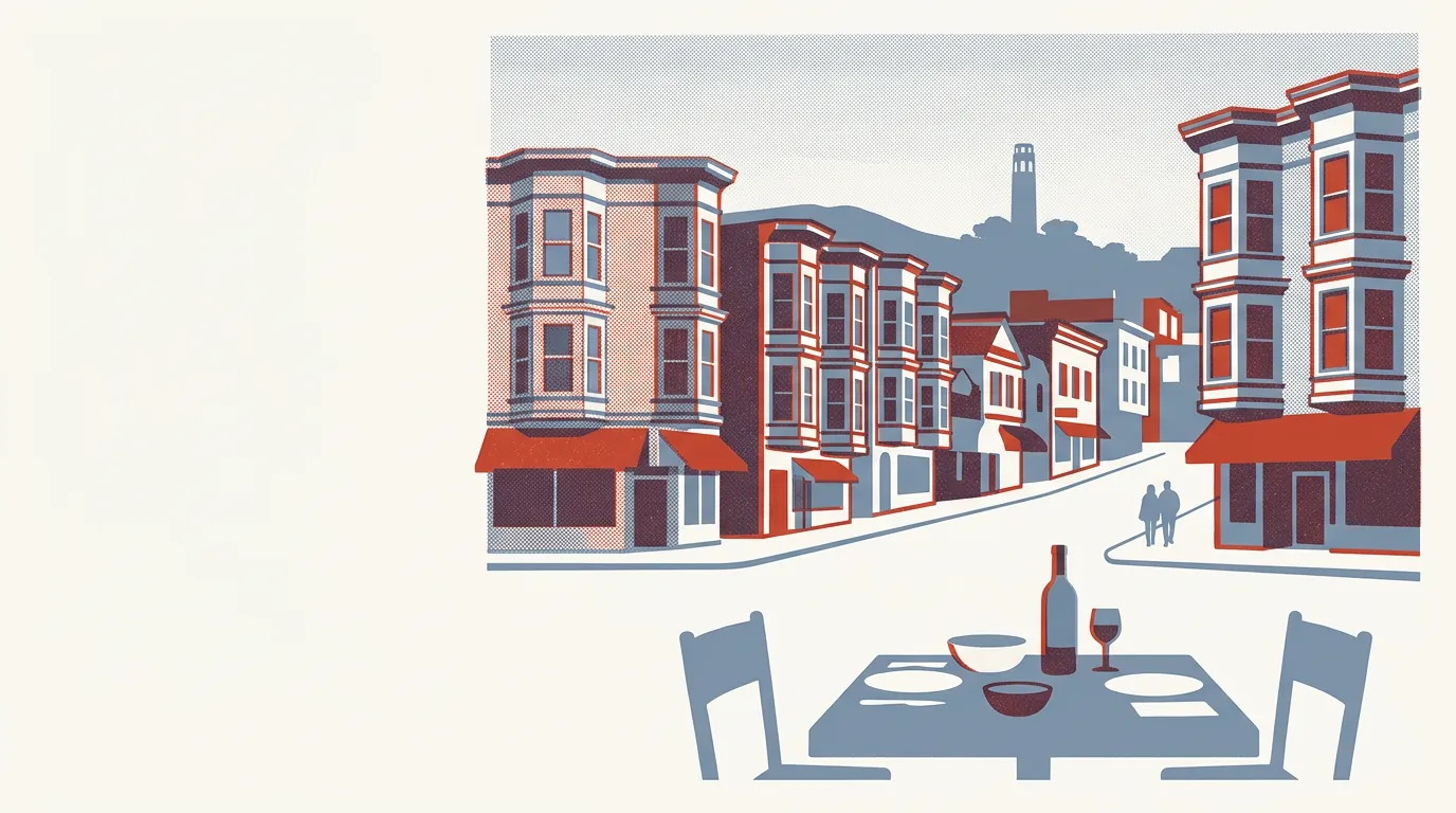 Illustration of restaurants in North Beach