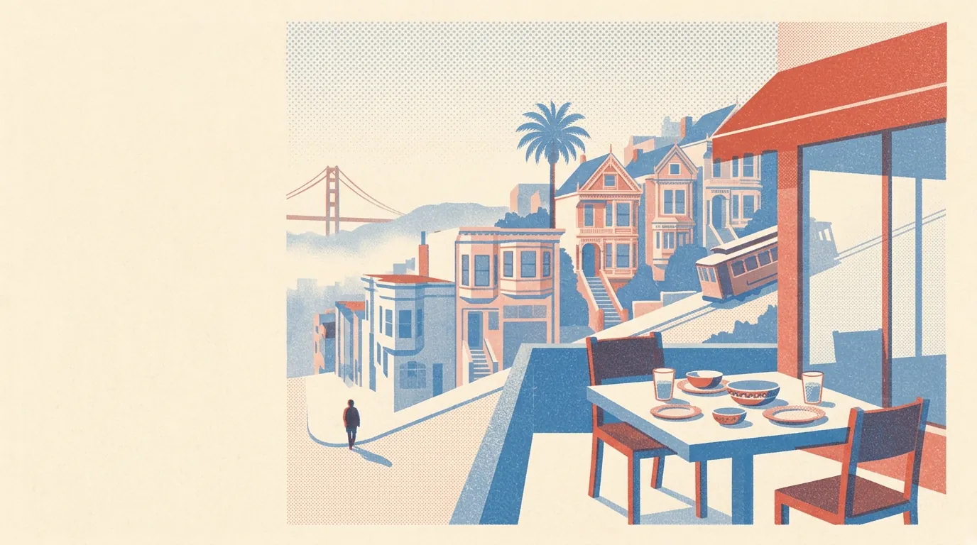 Illustration of restaurants in San Francisco