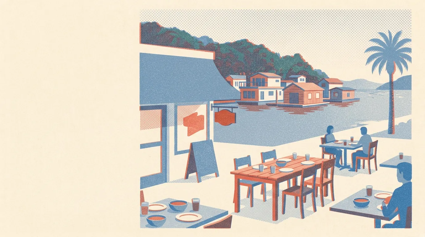 Illustration of restaurants in Sausalito