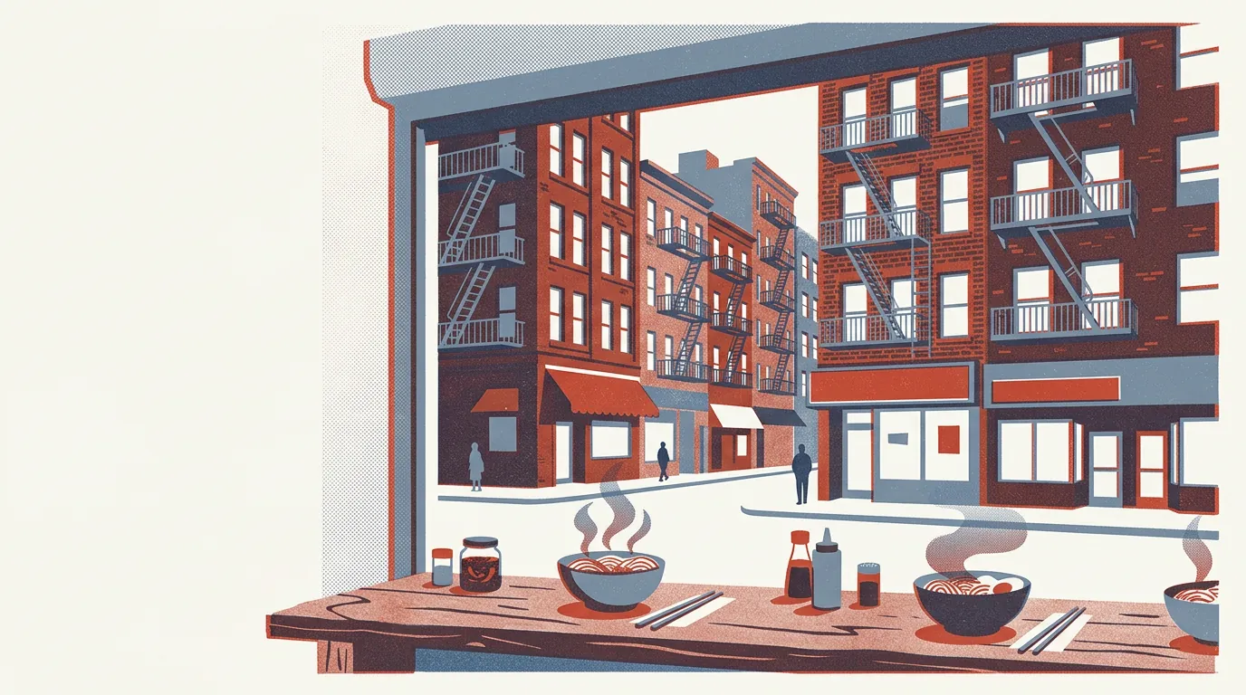 Illustration of noodle restaurants in Tenderloin