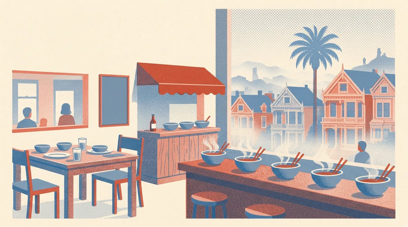 Illustration of restaurants in San Francisco
