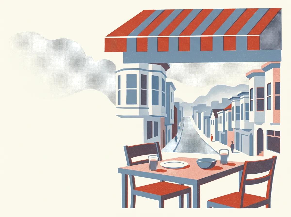 Illustration of restaurants in San Francisco