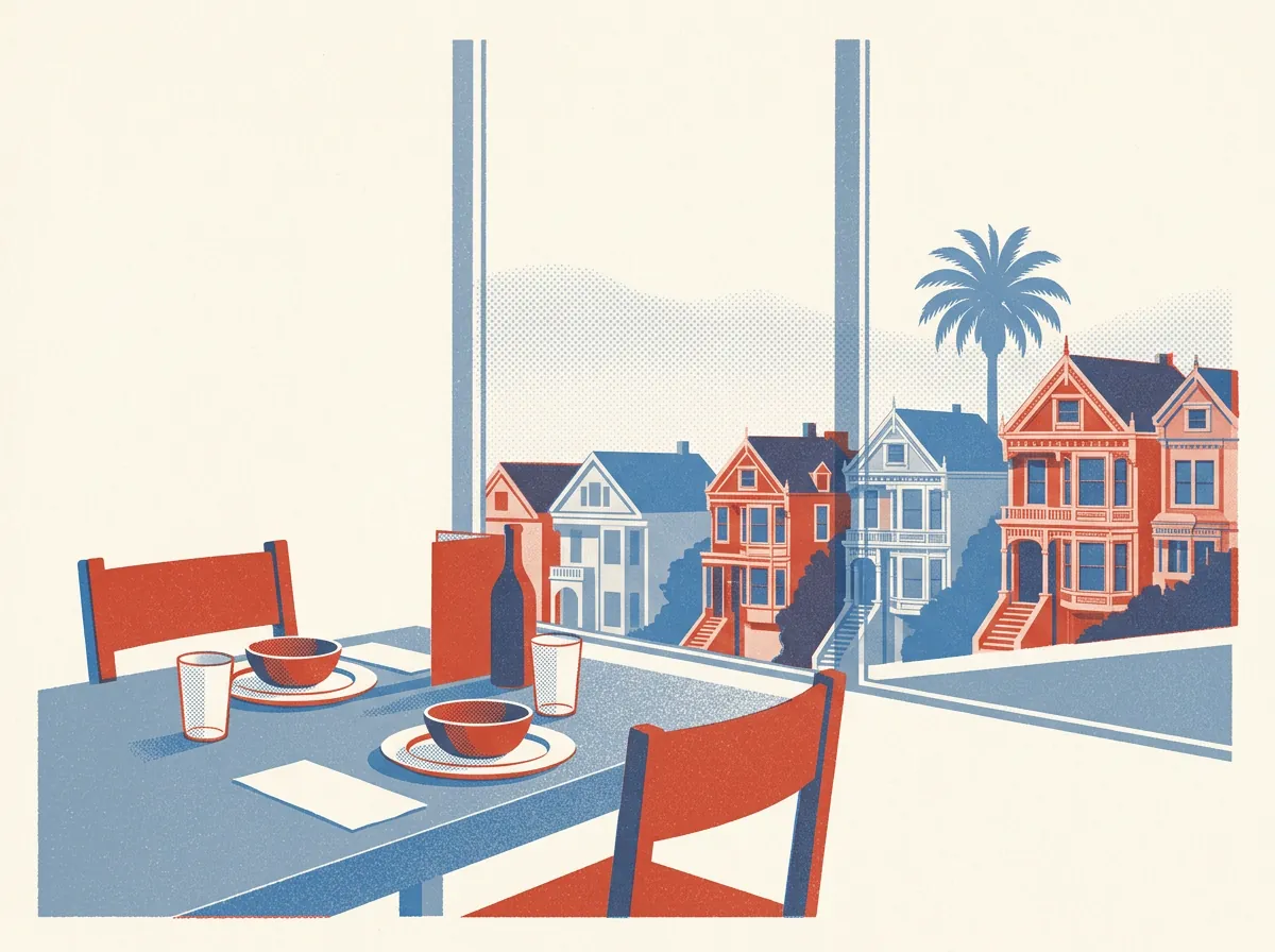 Illustration of restaurants in San Francisco