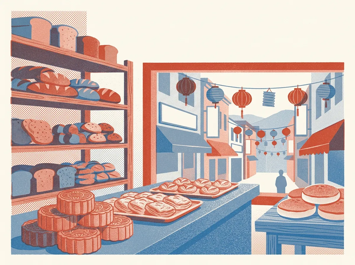 Illustration of bakeries in Chinatown