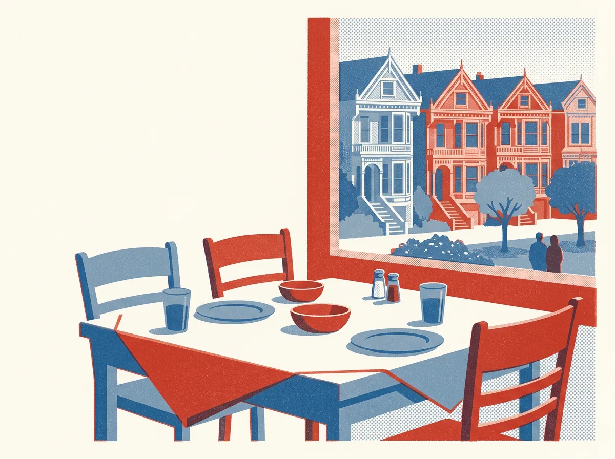 Illustration of restaurants in Hayes Valley