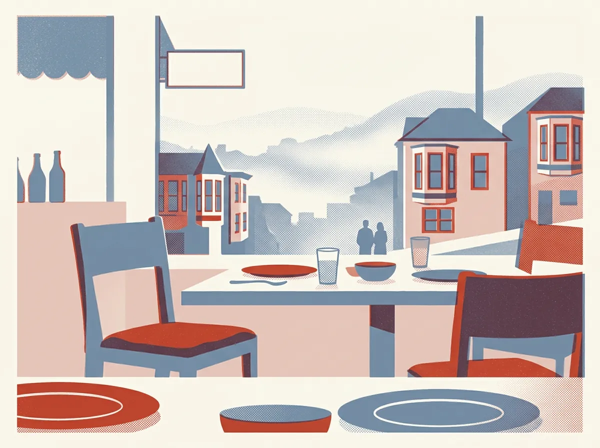 Illustration of restaurants in San Francisco