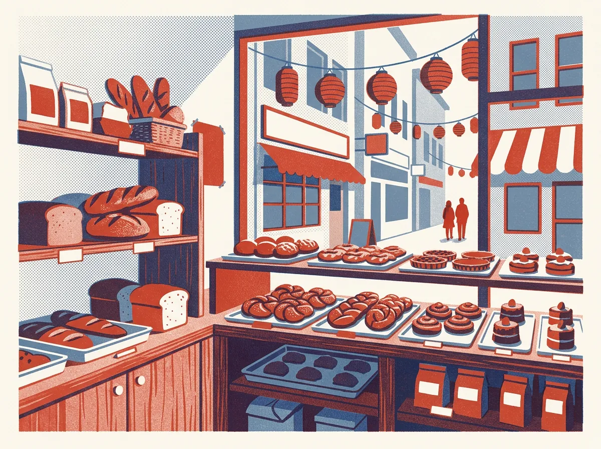 Illustration of bakeries in Chinatown