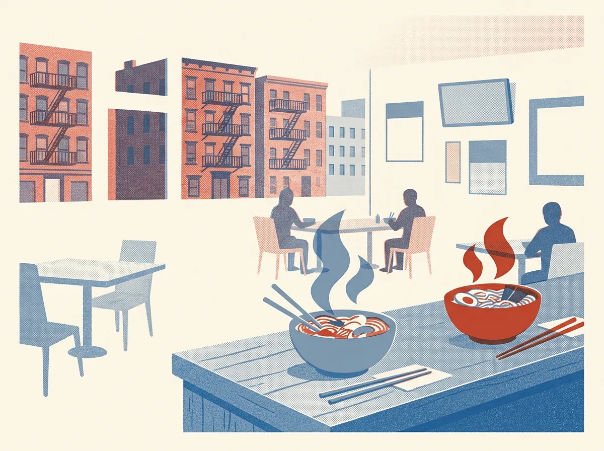 Illustration of noodle restaurants in Tenderloin