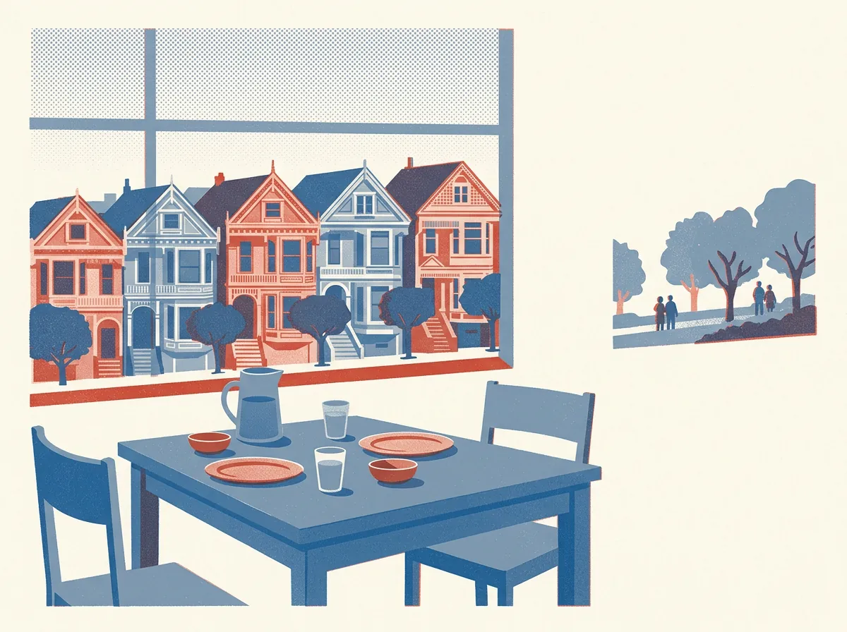 Illustration of restaurants in Hayes Valley