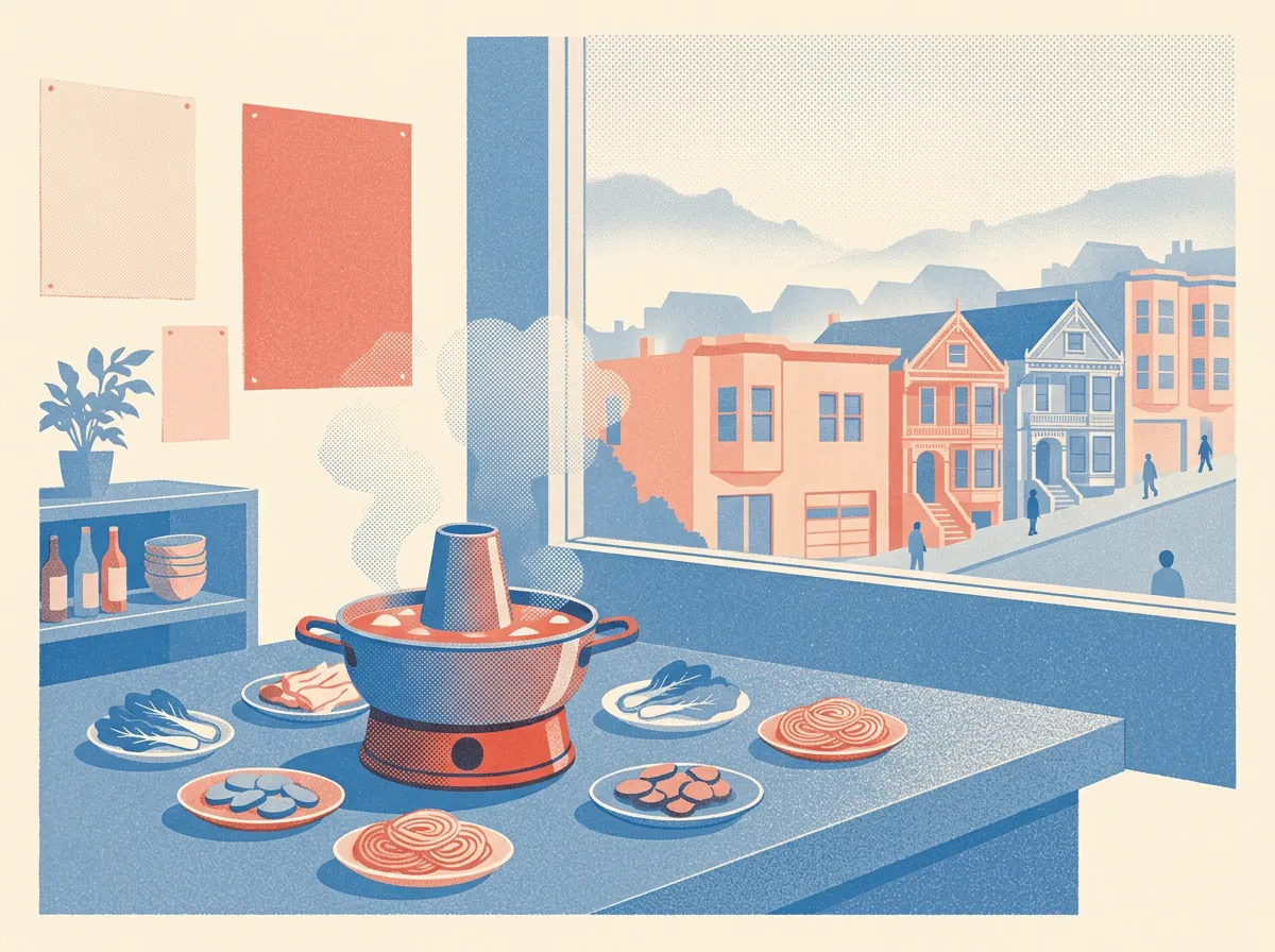 Illustration of hot pot restaurants in Inner Sunset