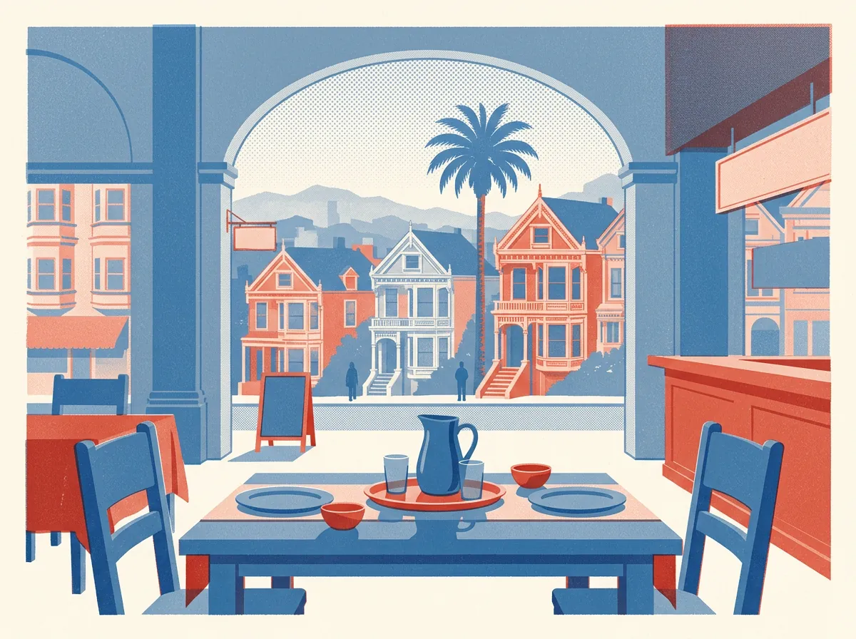 Illustration of restaurants in Lower Haight