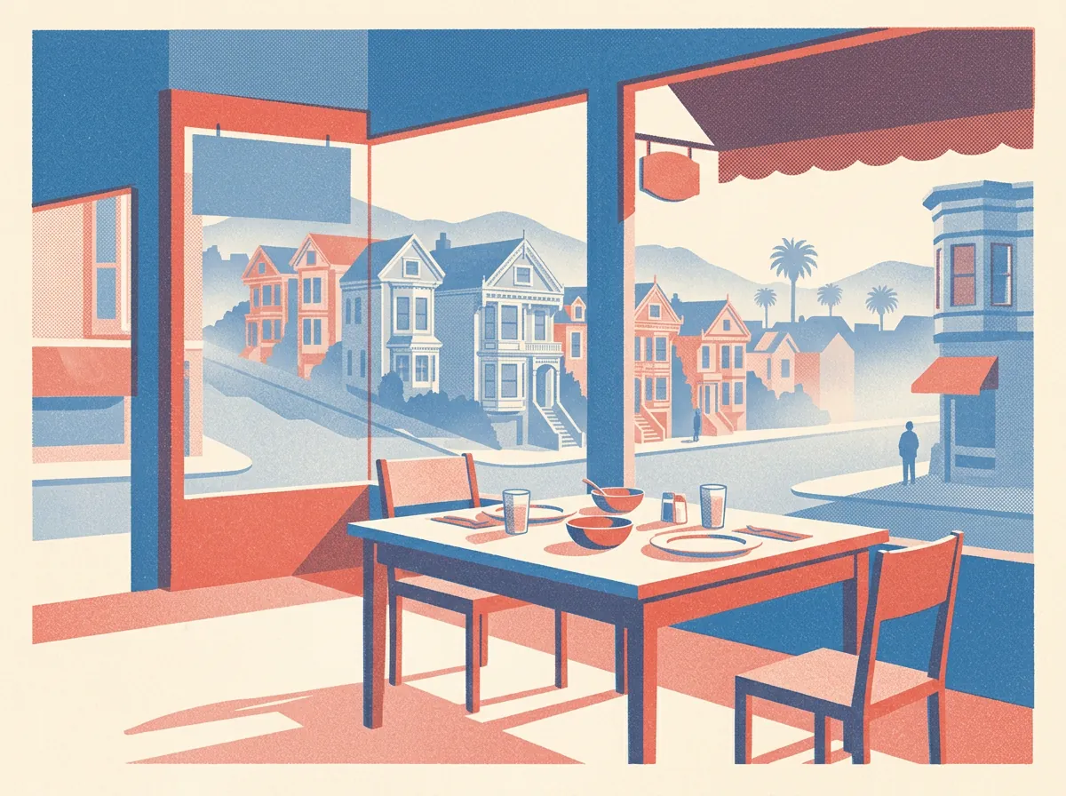 Illustration of restaurants in San Francisco