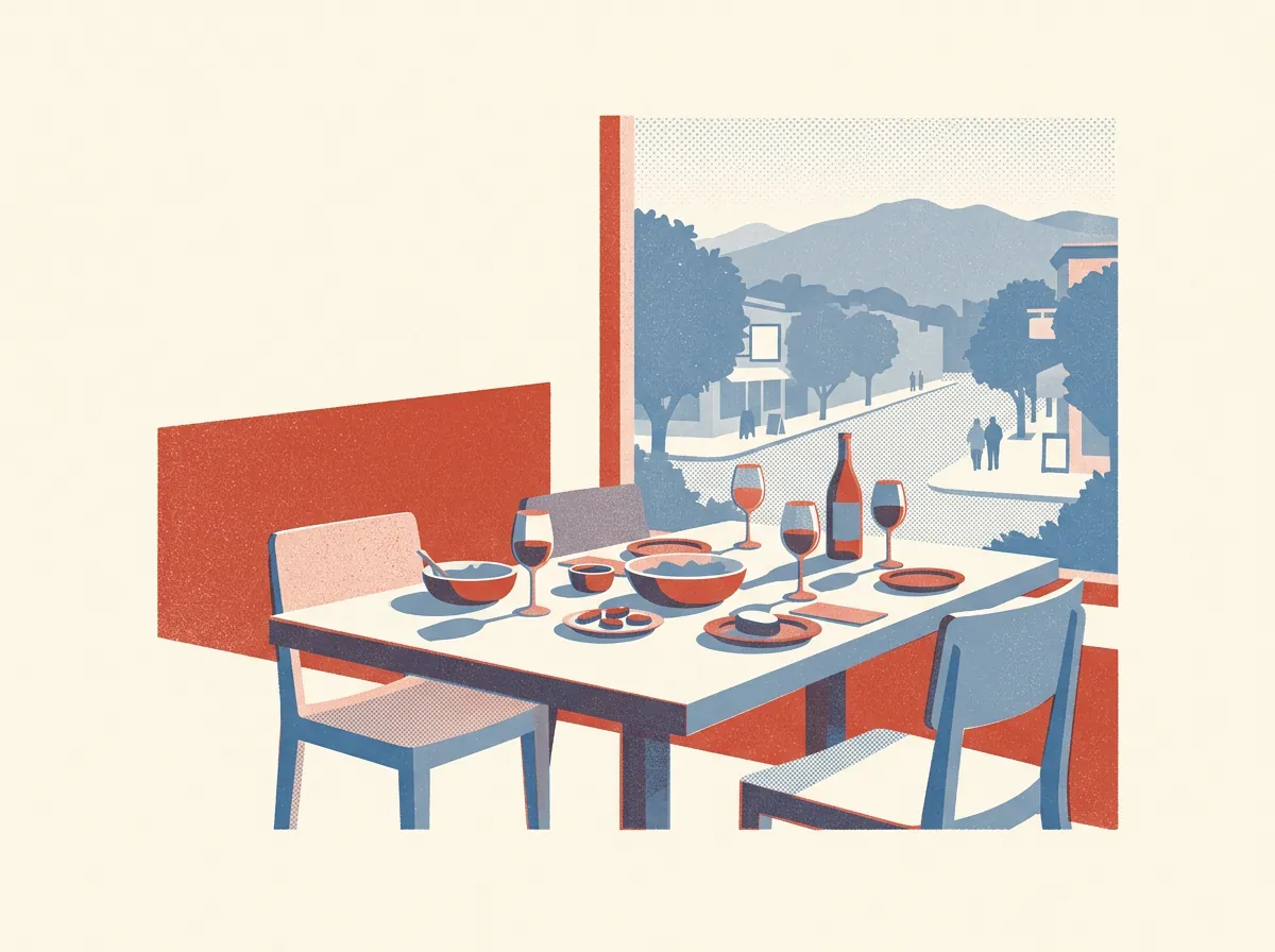Illustration of restaurant and wine bar restaurants in Berkeley