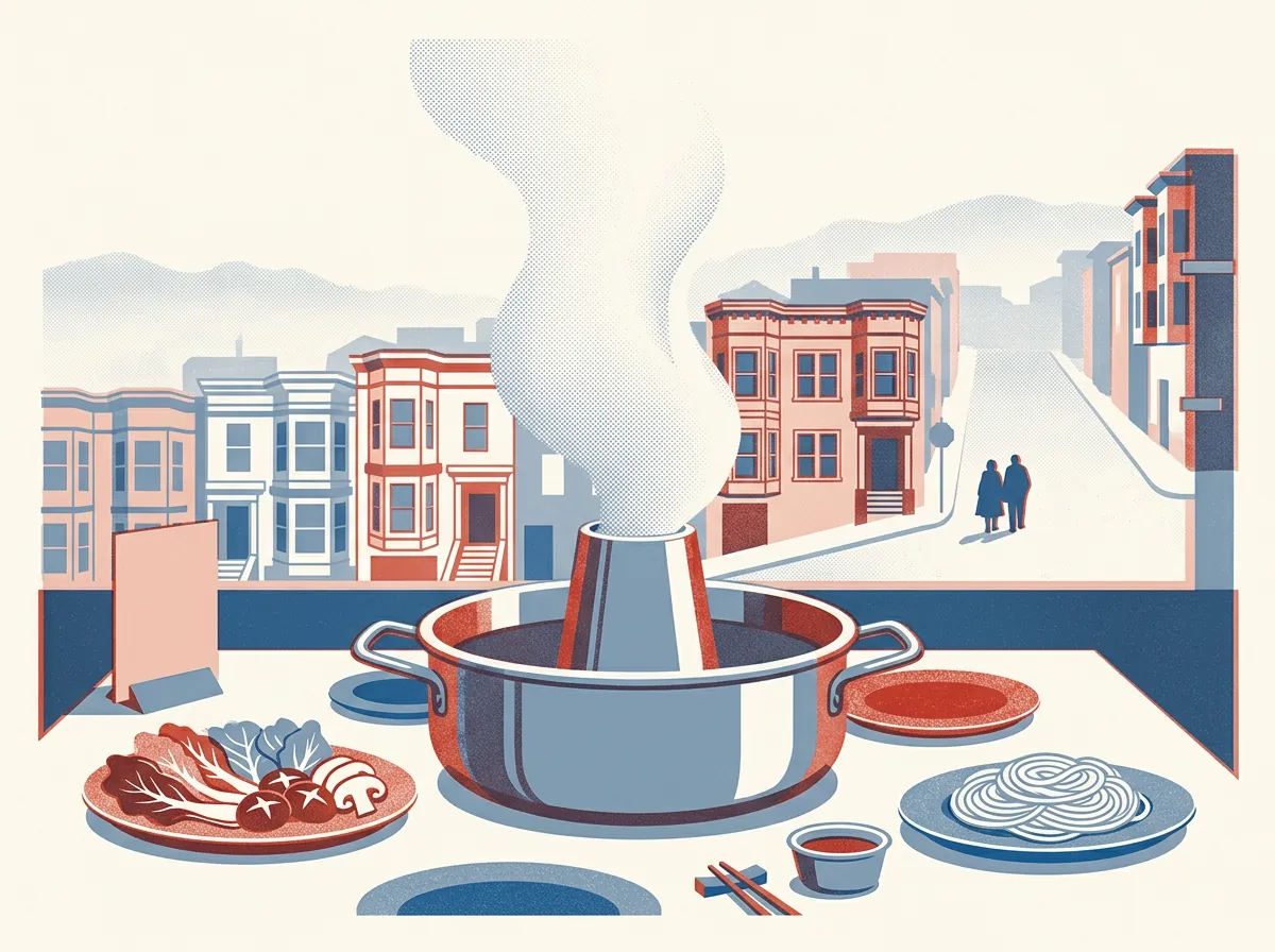 Illustration of hot pot restaurants in San Francisco
