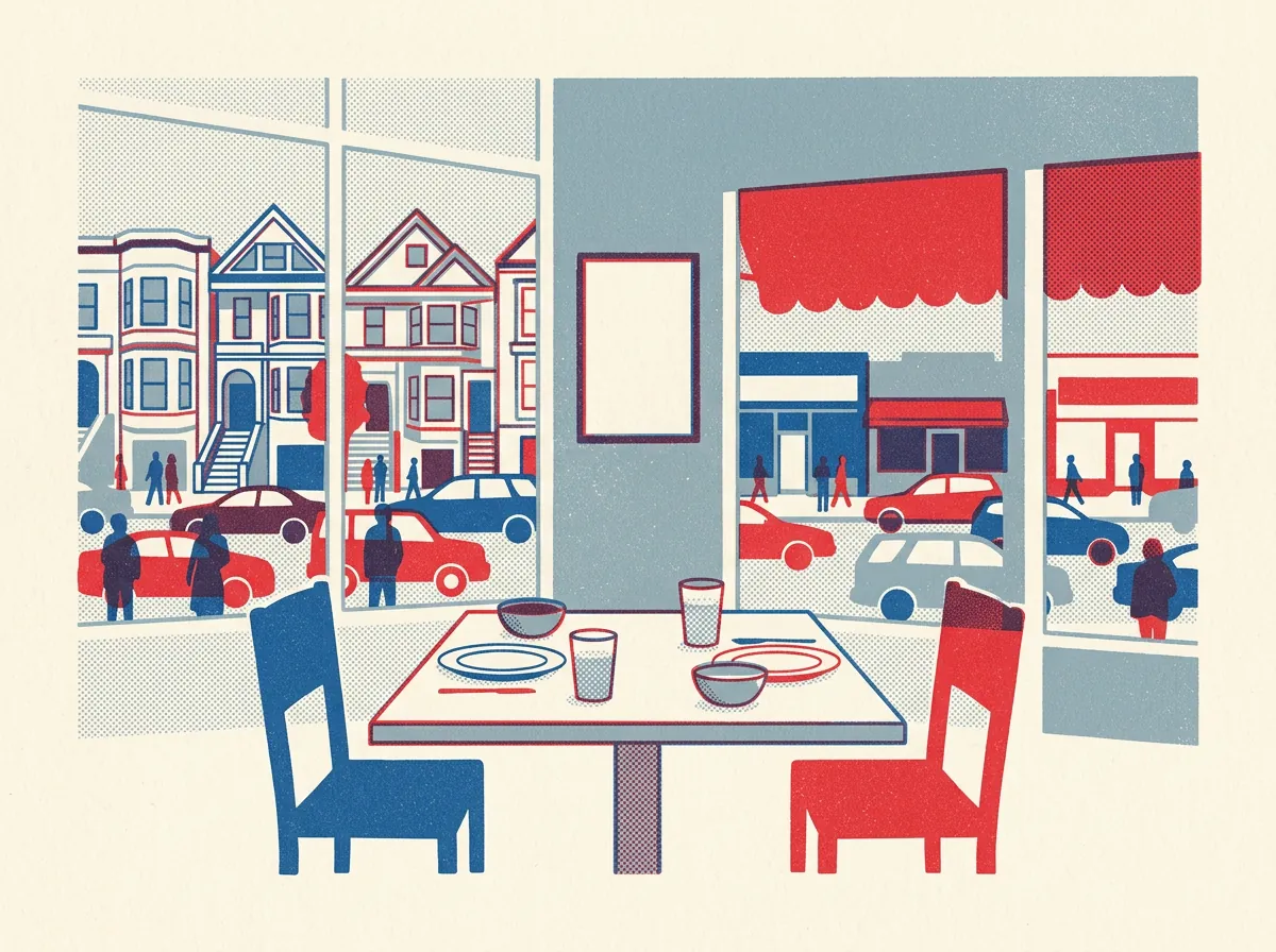 Illustration of restaurants in Divisadero