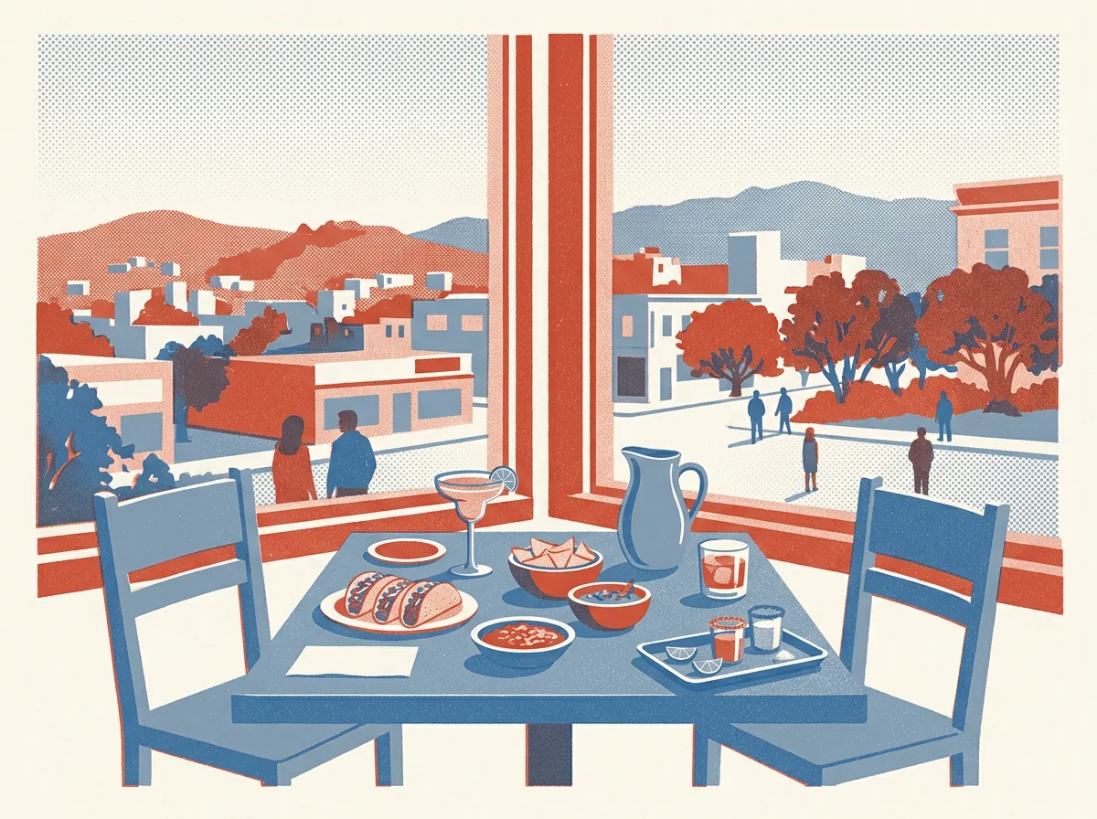 Illustration of Mexican and cocktails restaurants in Oakland