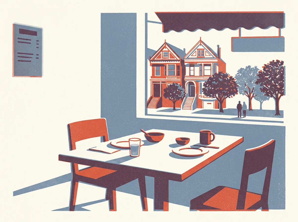 Illustration of restaurants in Hayes Valley