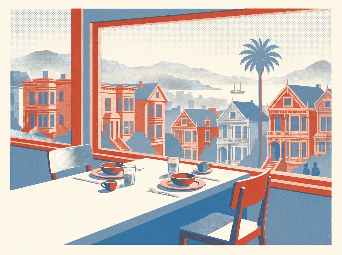 Illustration of restaurants in San Francisco