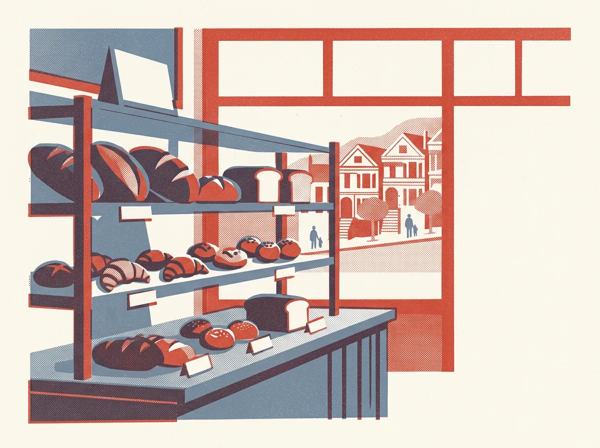 Illustration of bakeries in Noe Valley