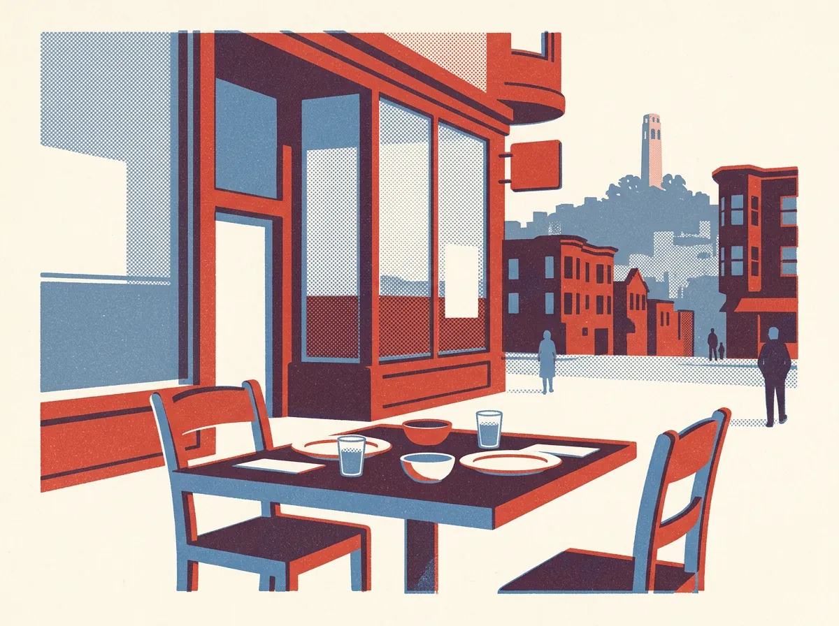 Illustration of restaurants in North Beach