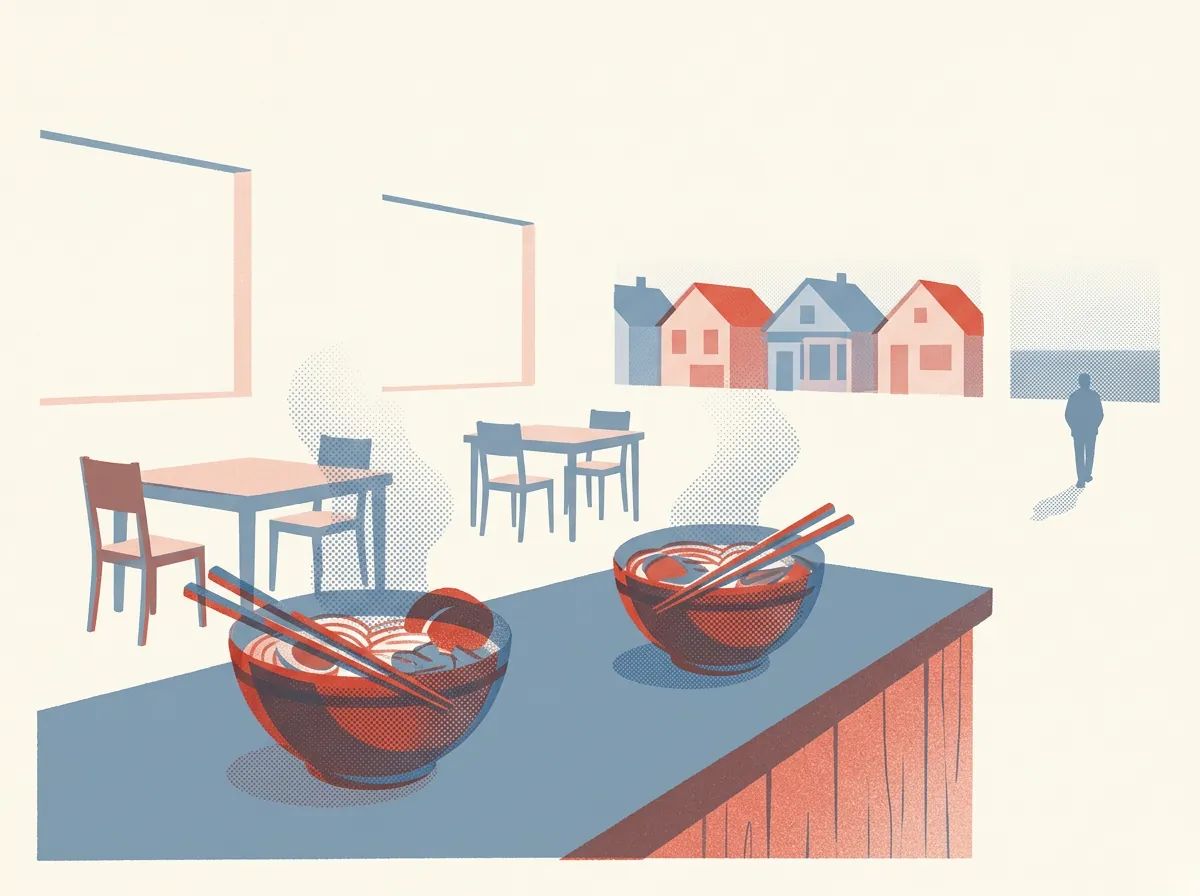 Illustration of noodle restaurants in Outer Richmond