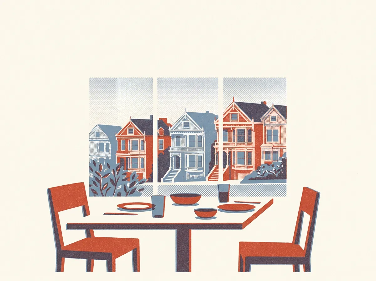 Illustration of restaurants in Hayes Valley