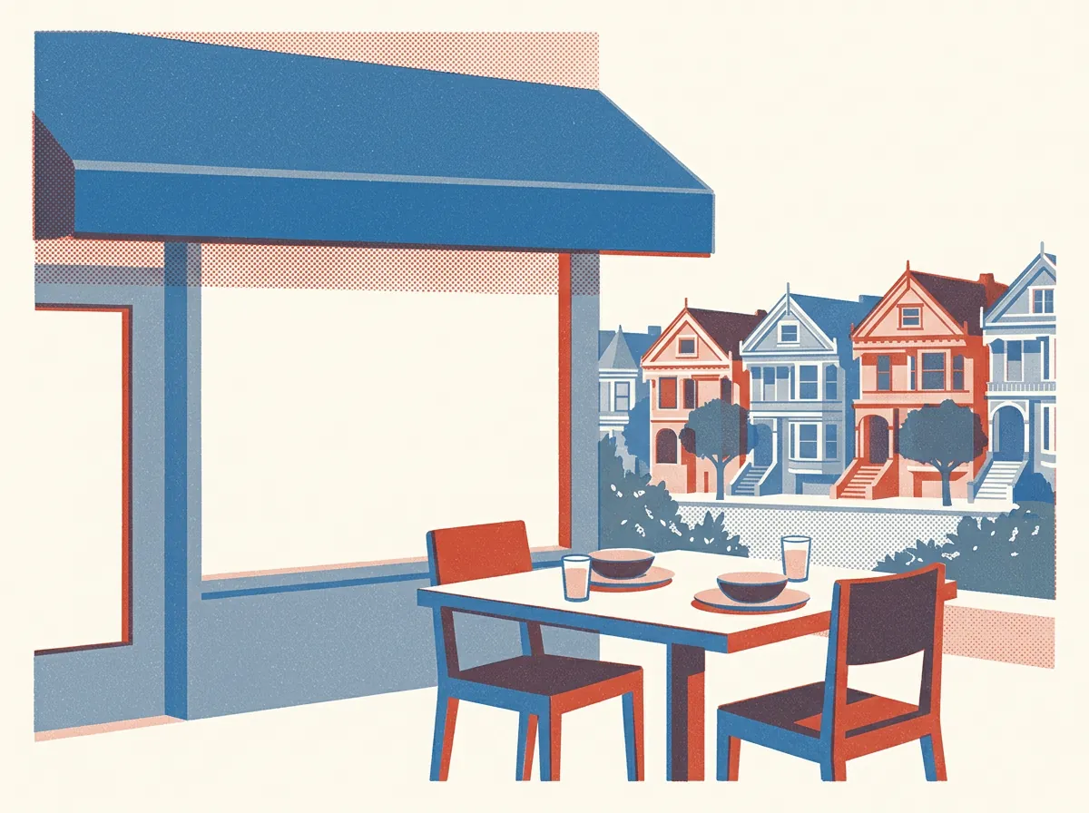Illustration of restaurants in Hayes Valley