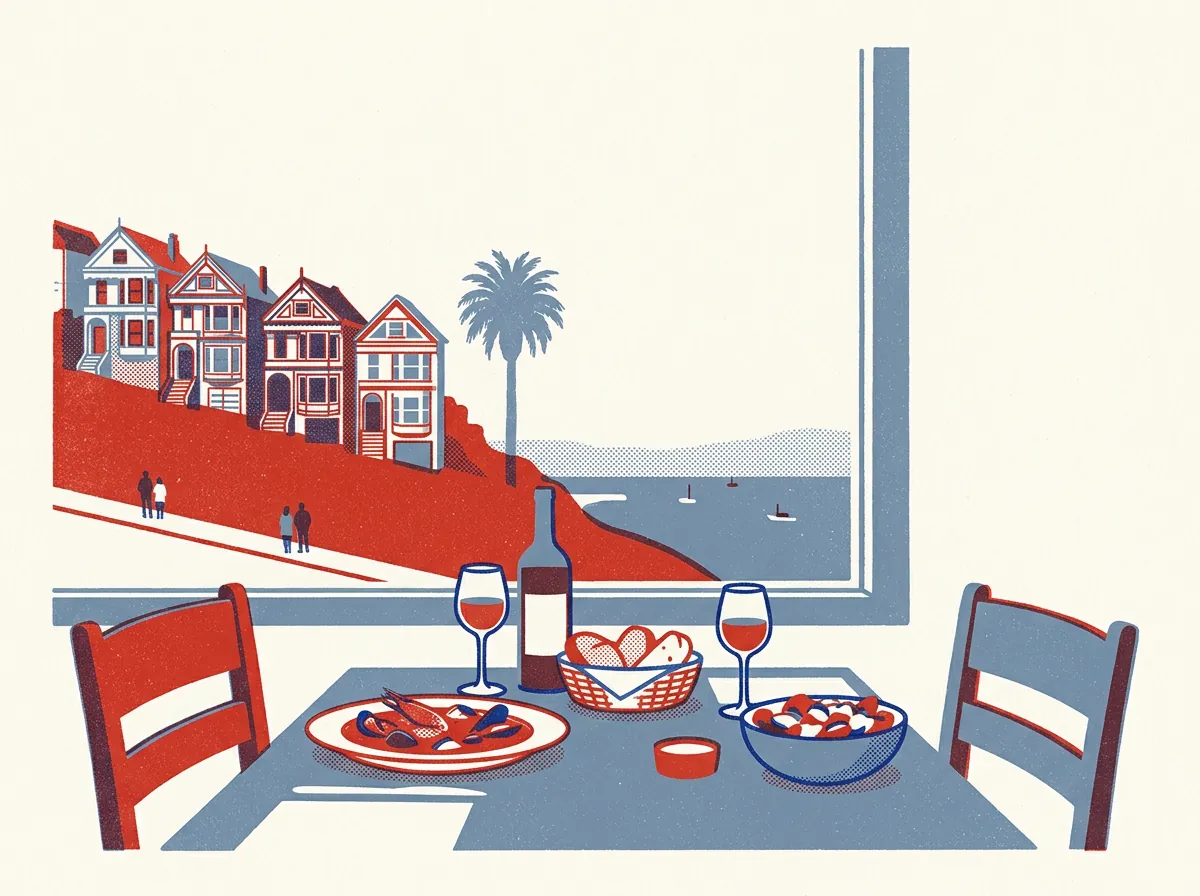 Illustration of French restaurants in Pacific Heights