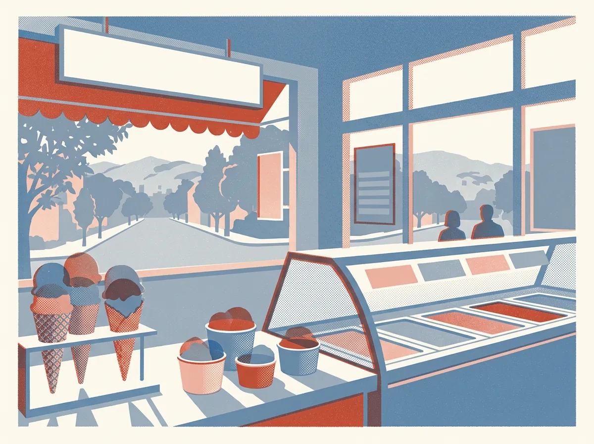 Illustration of ice cream shops in Berkeley