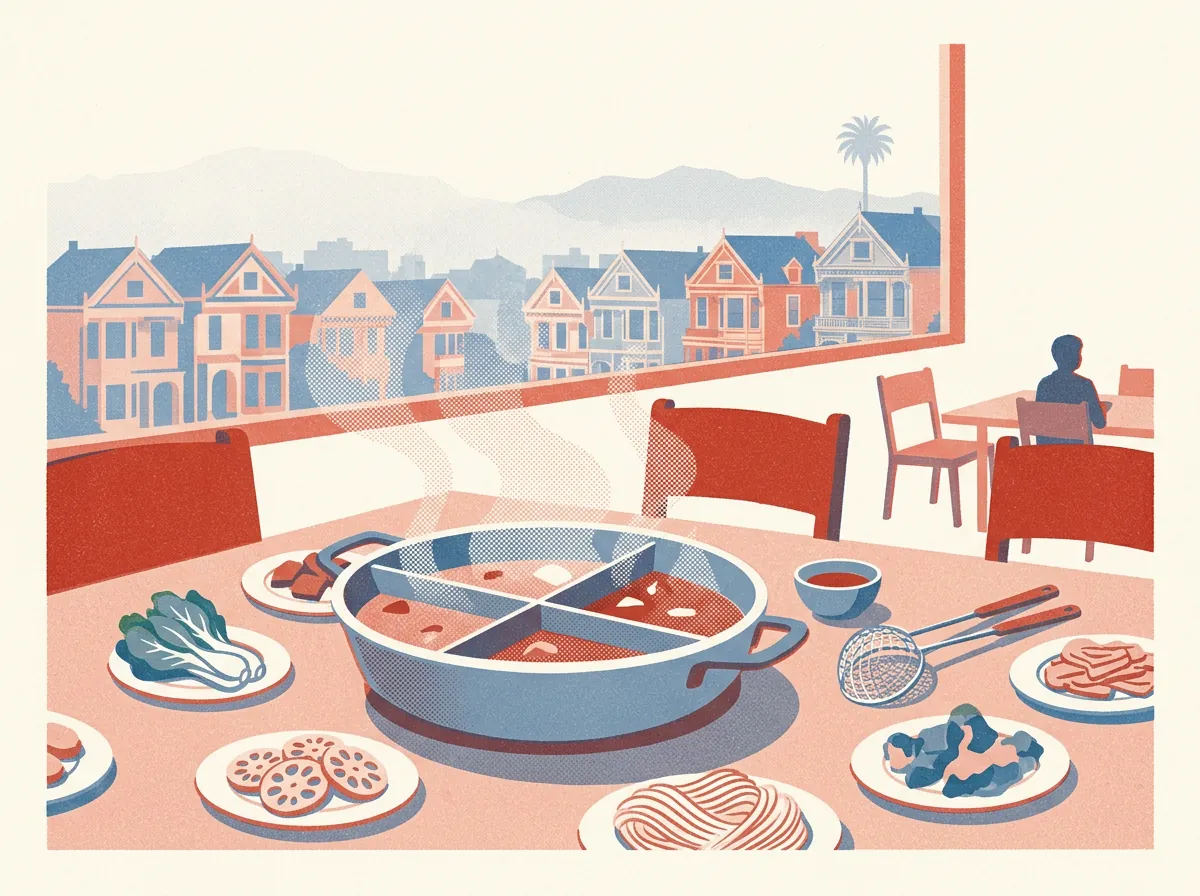 Illustration of hot pot restaurants in Inner Richmond