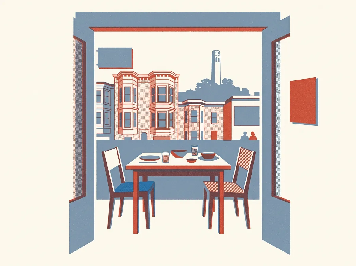 Illustration of restaurants in North Beach