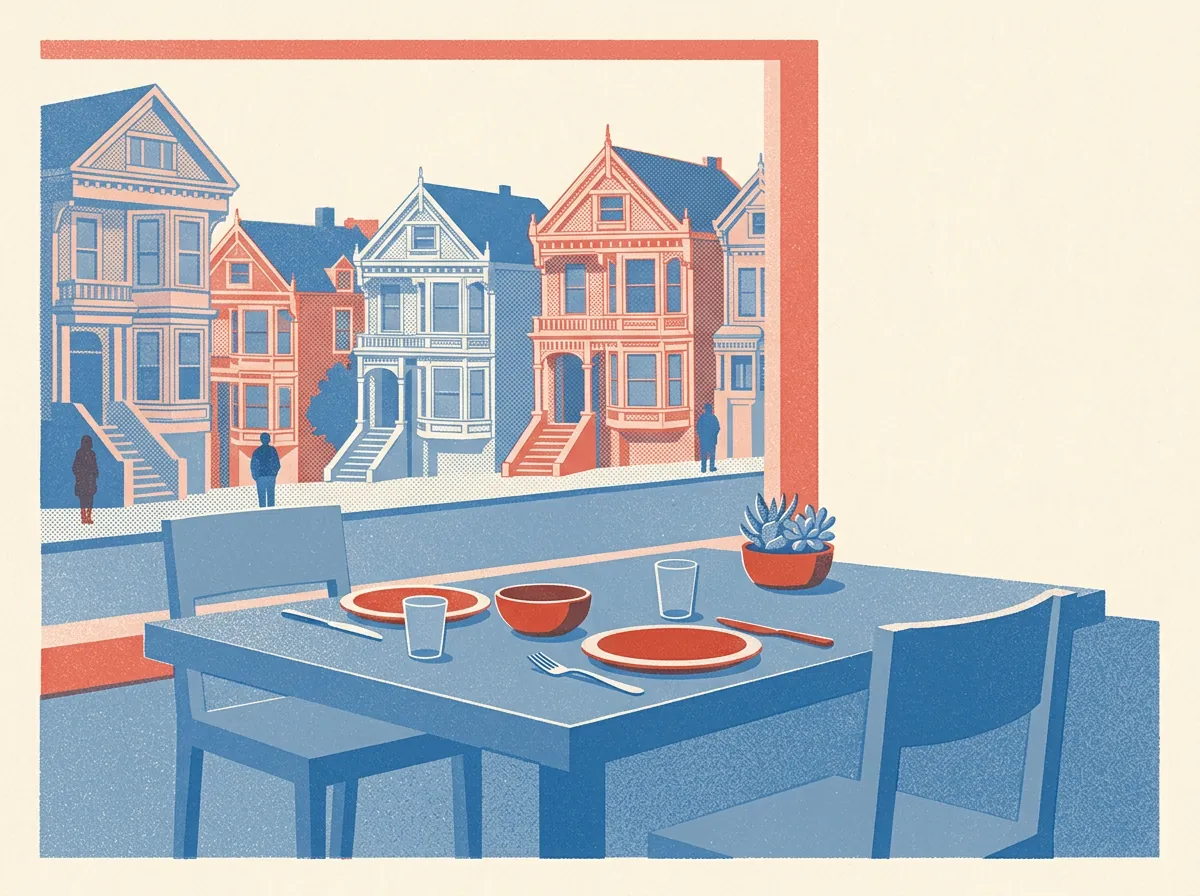 Illustration of restaurants in Lower Haight