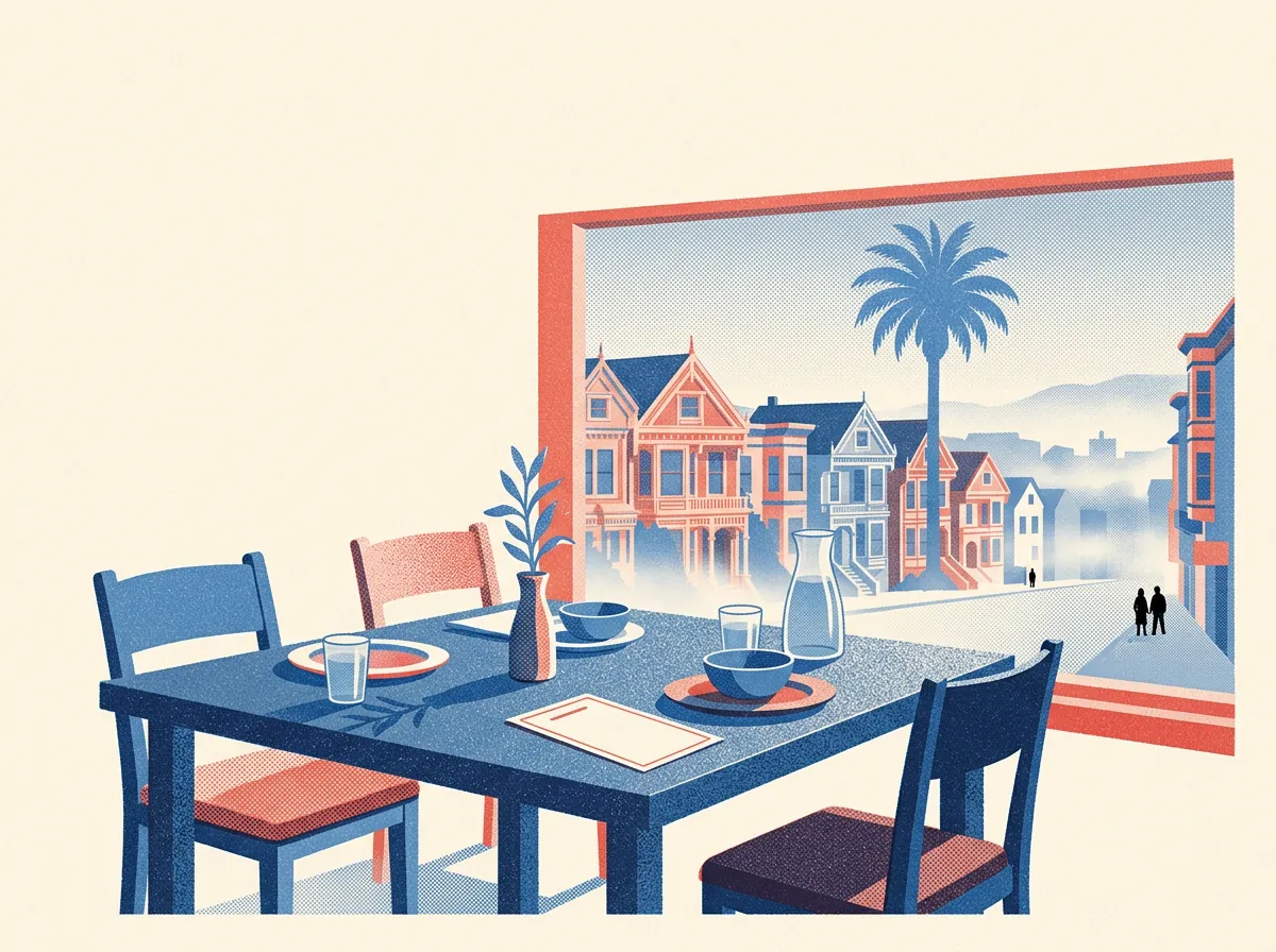 Illustration of restaurants in San Francisco
