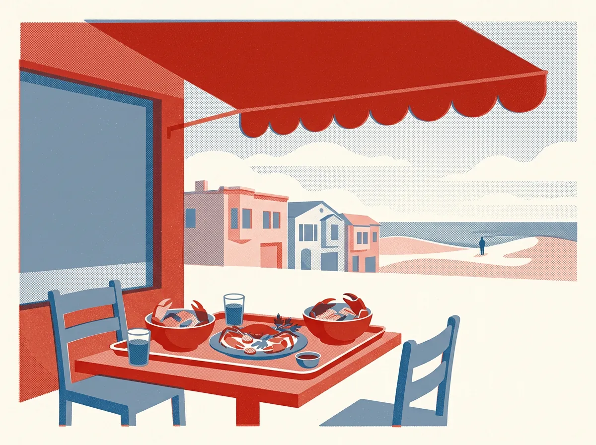 Illustration of Vietnamese crab restaurants in Outer Sunset