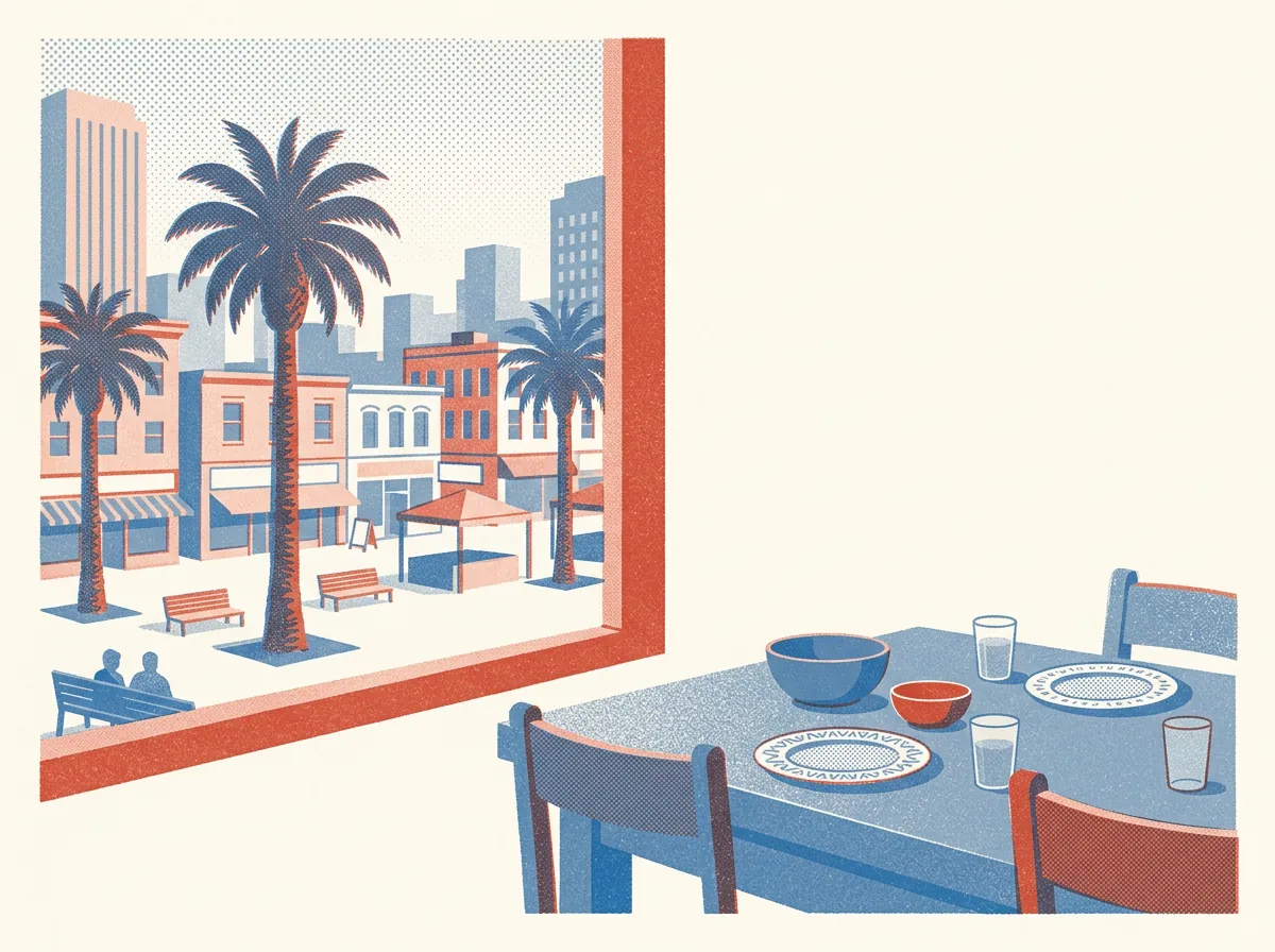 Illustration of Greek restaurants in Union Square