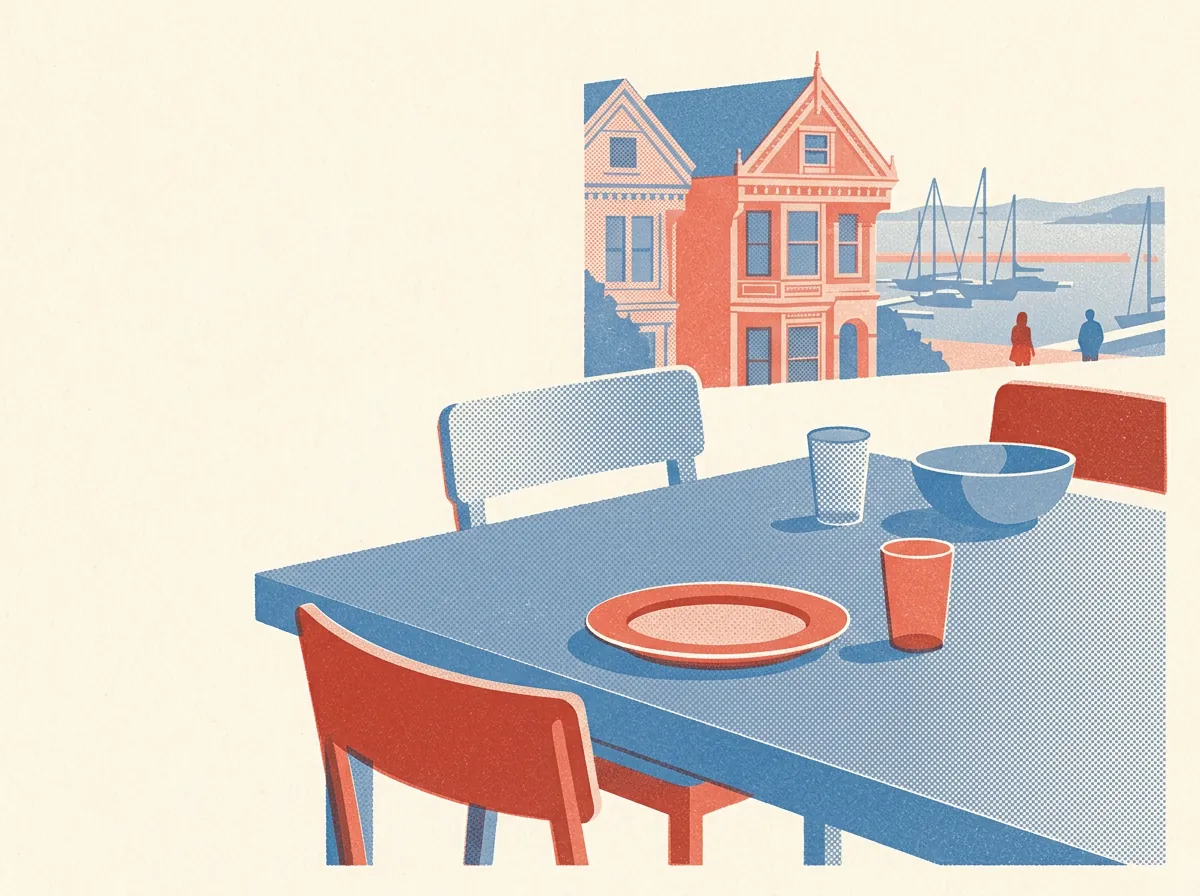 Illustration of restaurants in Marina