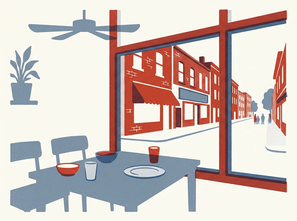 Illustration of restaurants in Jackson Square