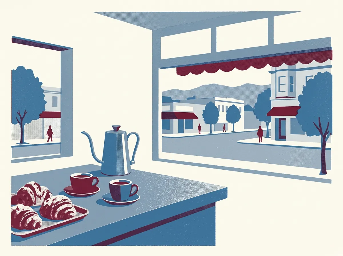 Illustration of coffee shops in Elmwood