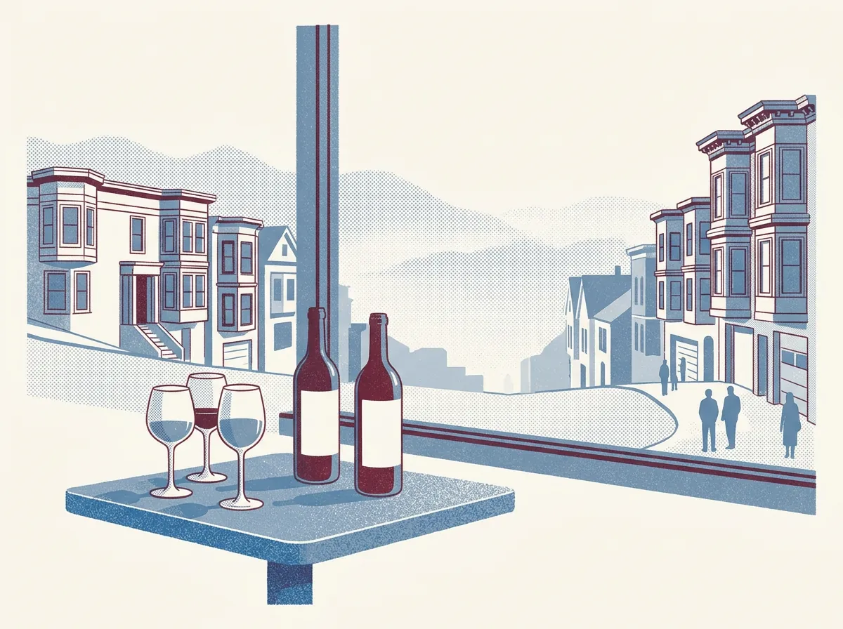 Illustration of wine bars in San Francisco