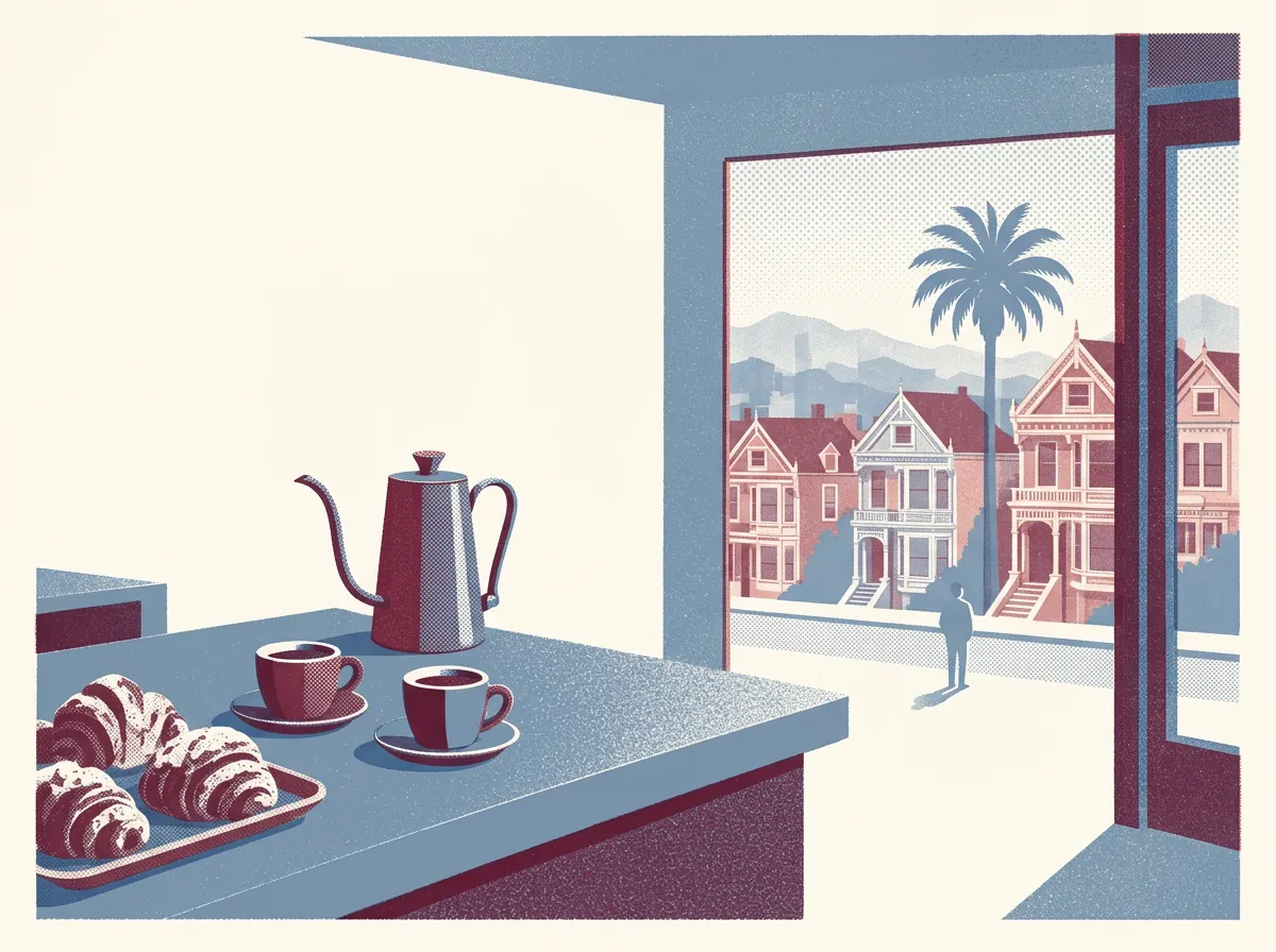 Illustration of coffee shops in the Mission