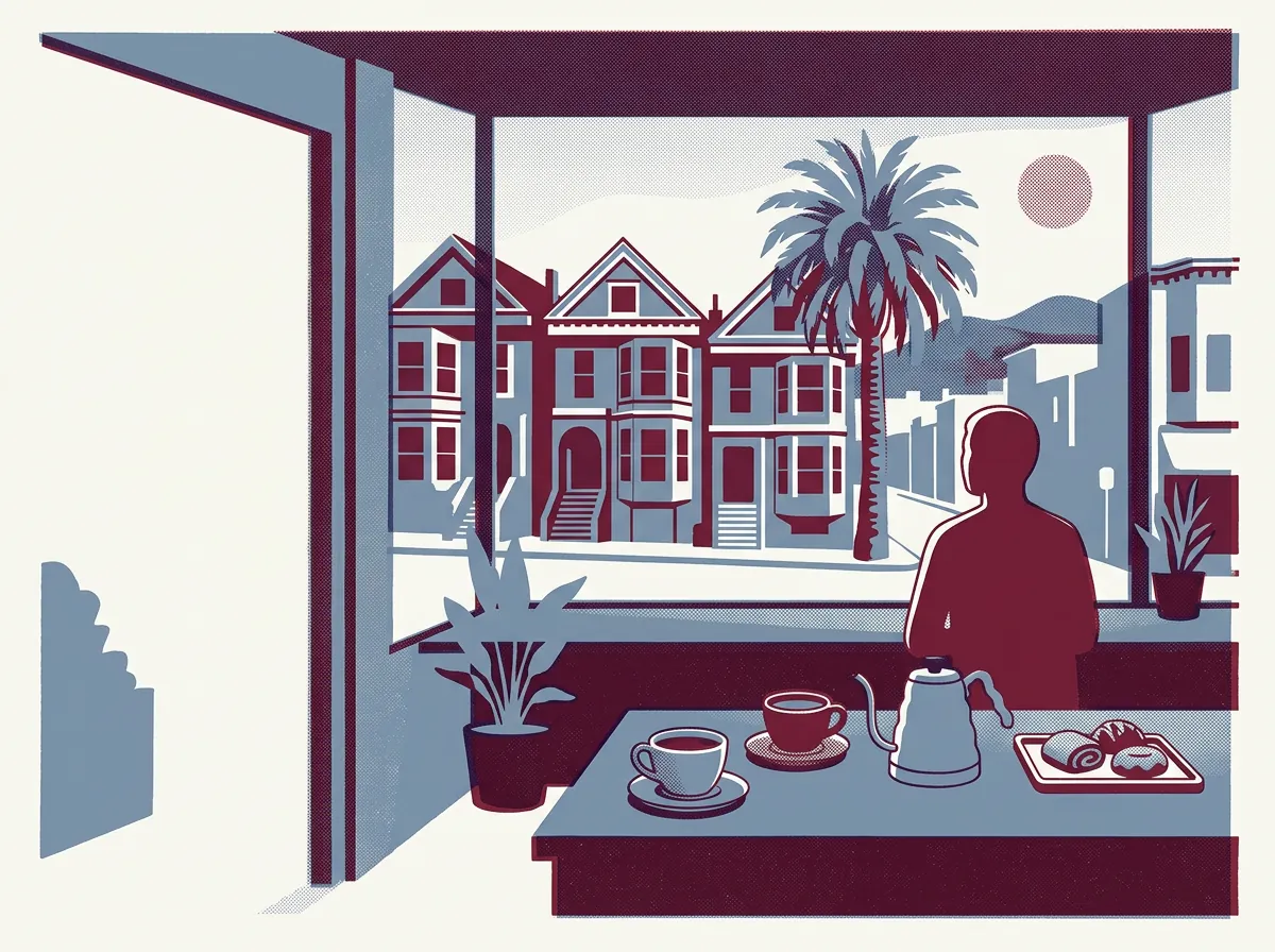 Illustration of coffee shops in the Mission