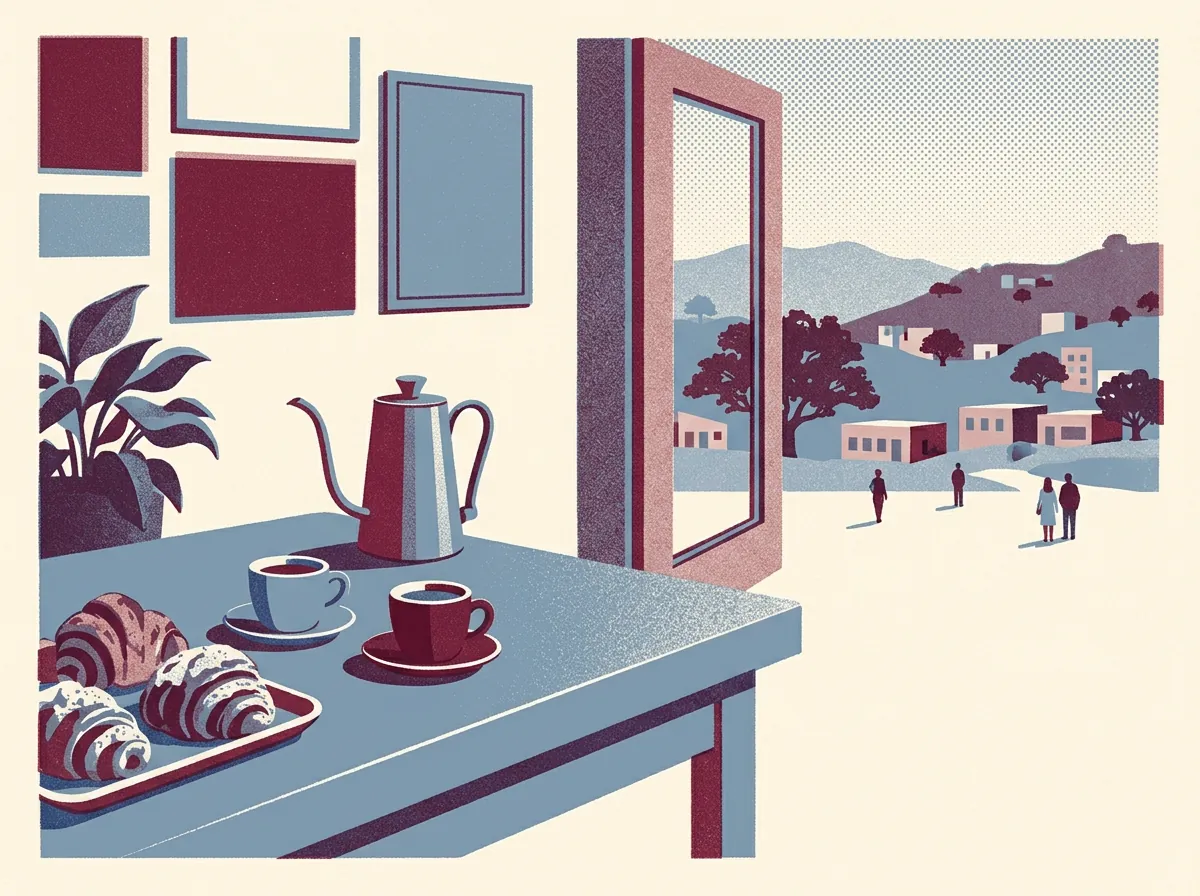 Illustration of coffee shops in Oakland