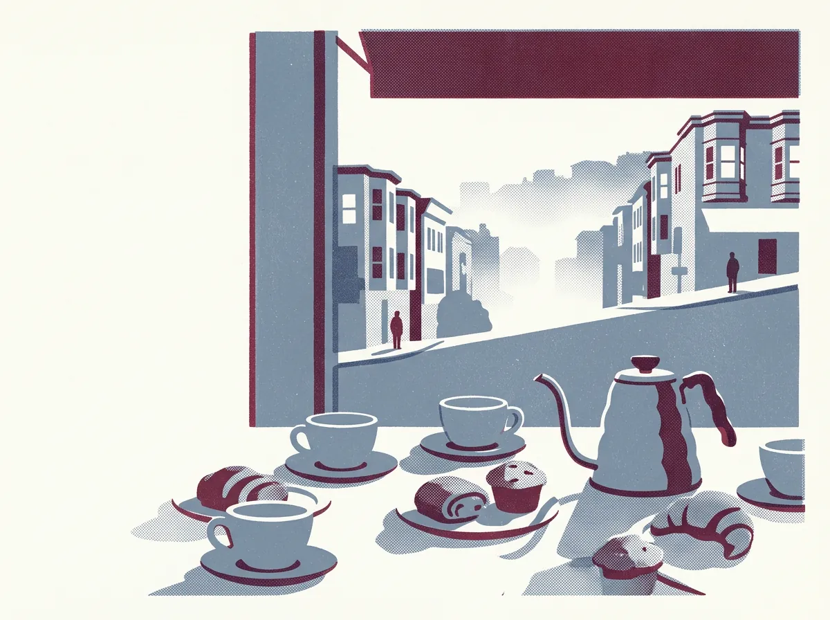 Illustration of coffee shops in San Francisco